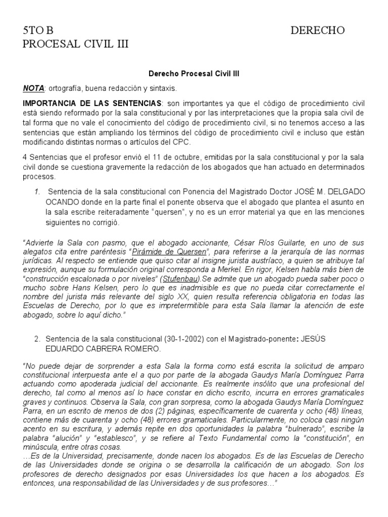 Procesal Civil Completo 2021 5to B | PDF | Sentencia (ley) | Caso de ley