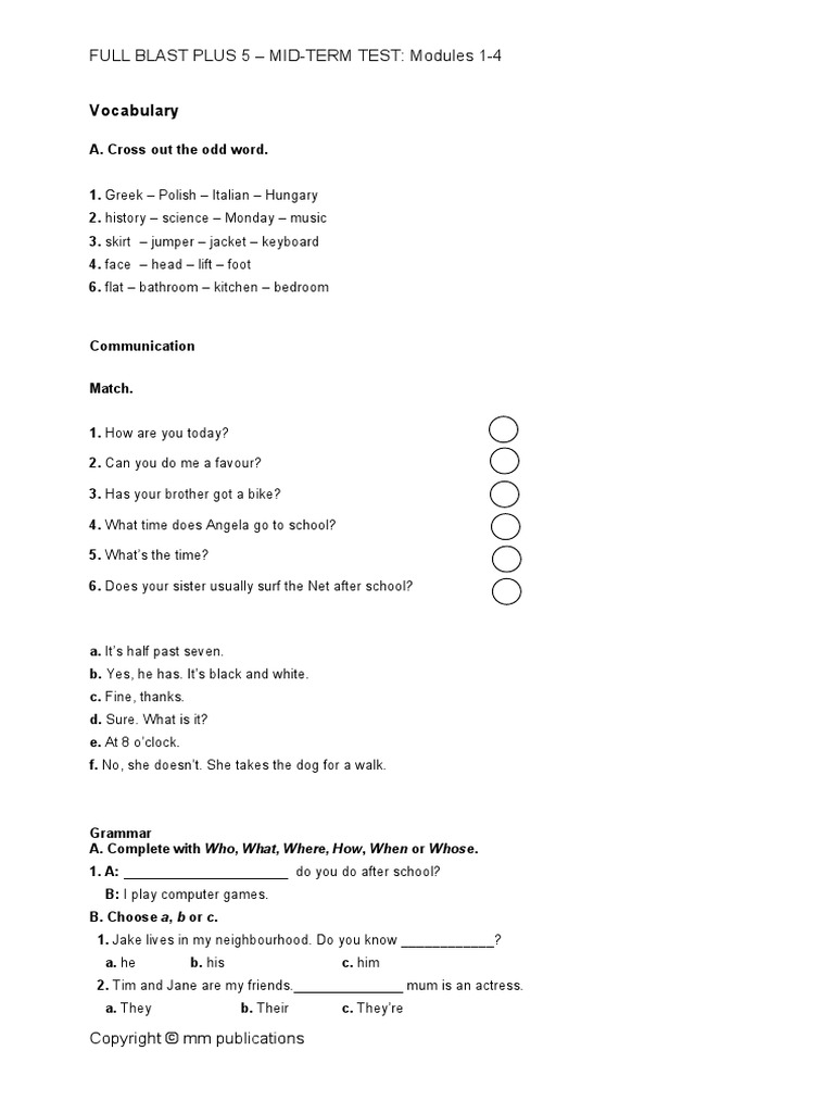 Mid-Term Test Modules 1-4 | PDF | Cognition | Linguistics