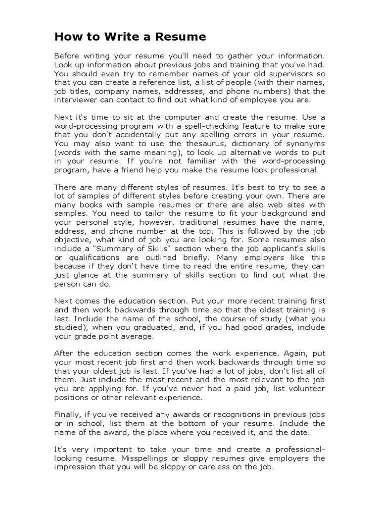 How To Write A Resume PDF R sum - 1716751949