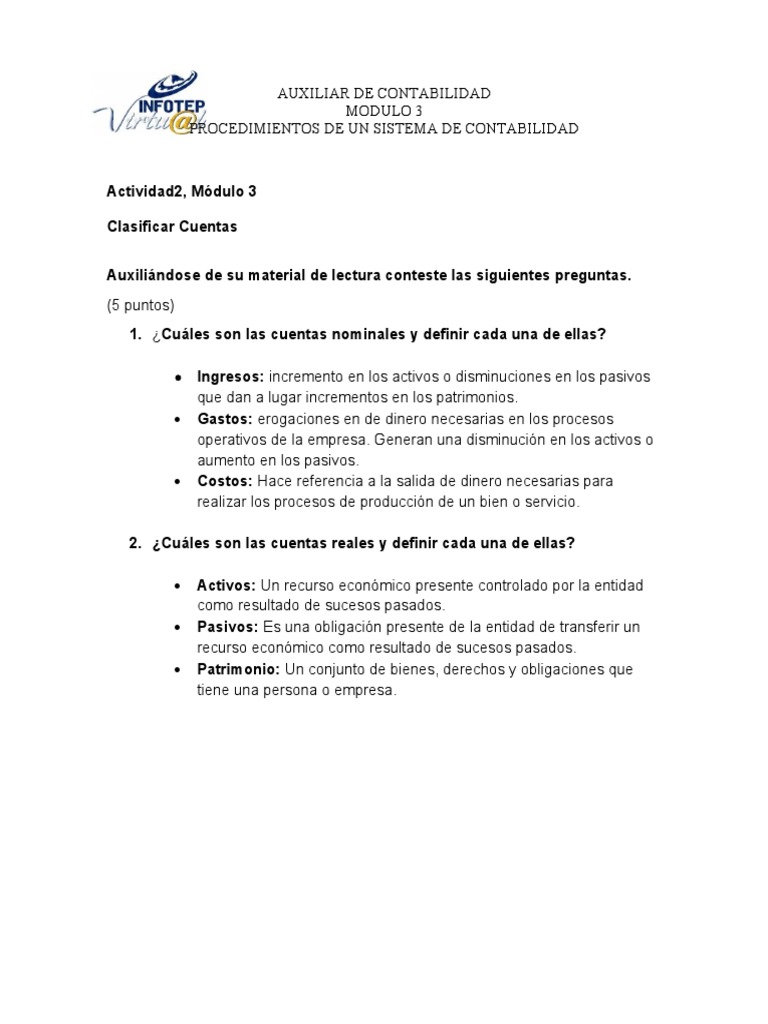 Actividad 2 Módulo 3 Descargar Gratis Pdf Contabilidad Ciencias