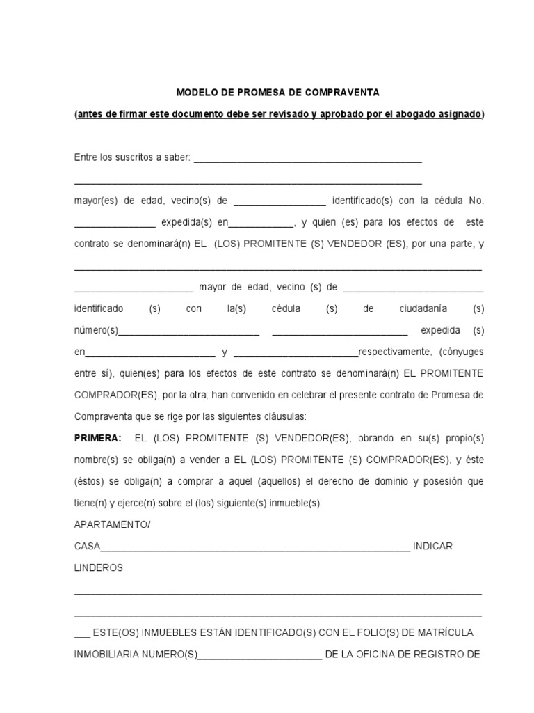 Modelo PROMESA DE COMPRAVENTA | PDF | Ley común | Justicia