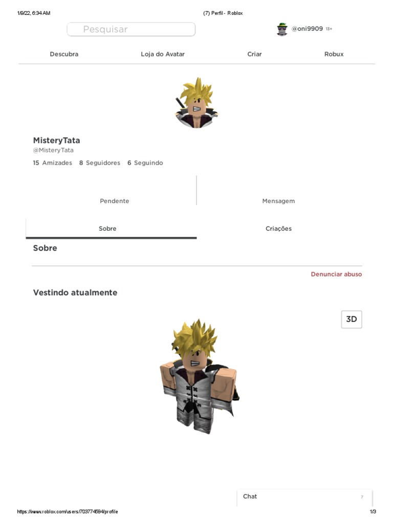 meu perfil no Roblox ficou bom.