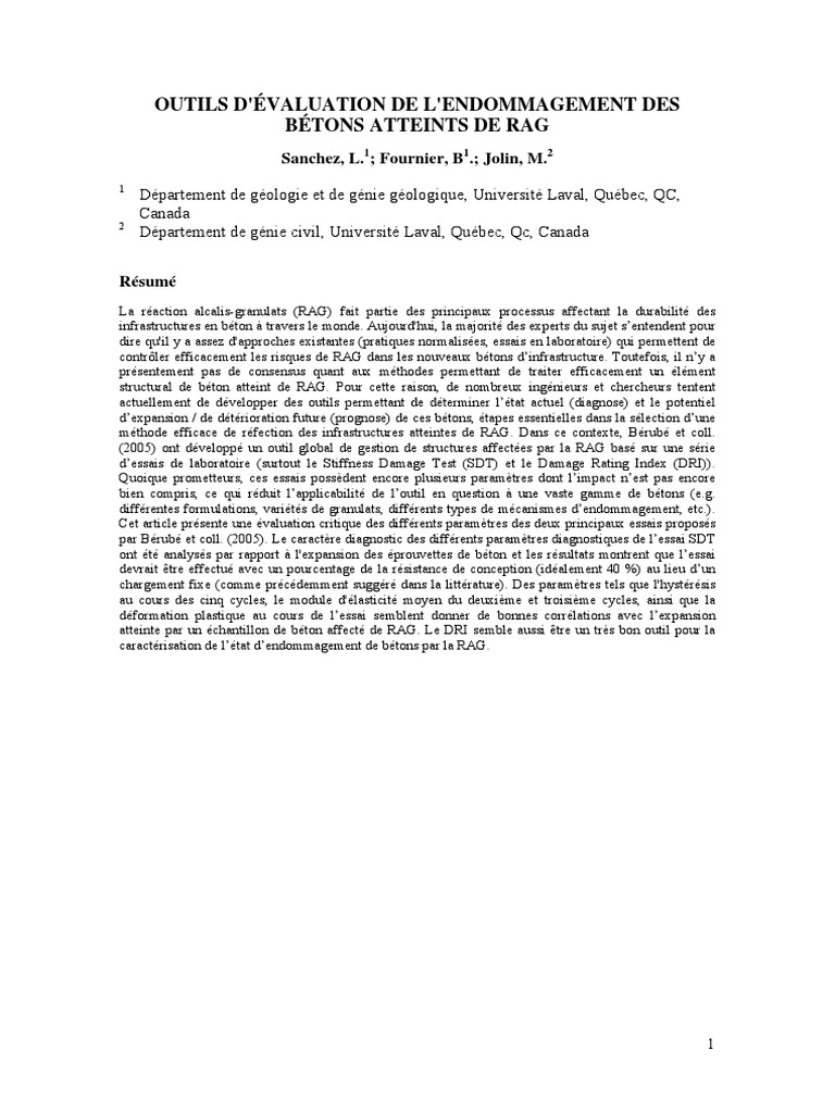 Évaluation de l'endommagement des bétons RAG | PDF | Béton | Matériaux
