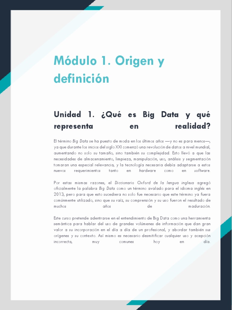 Módulo 1. Origen y Definición | PDF | Big Data | Conocimiento