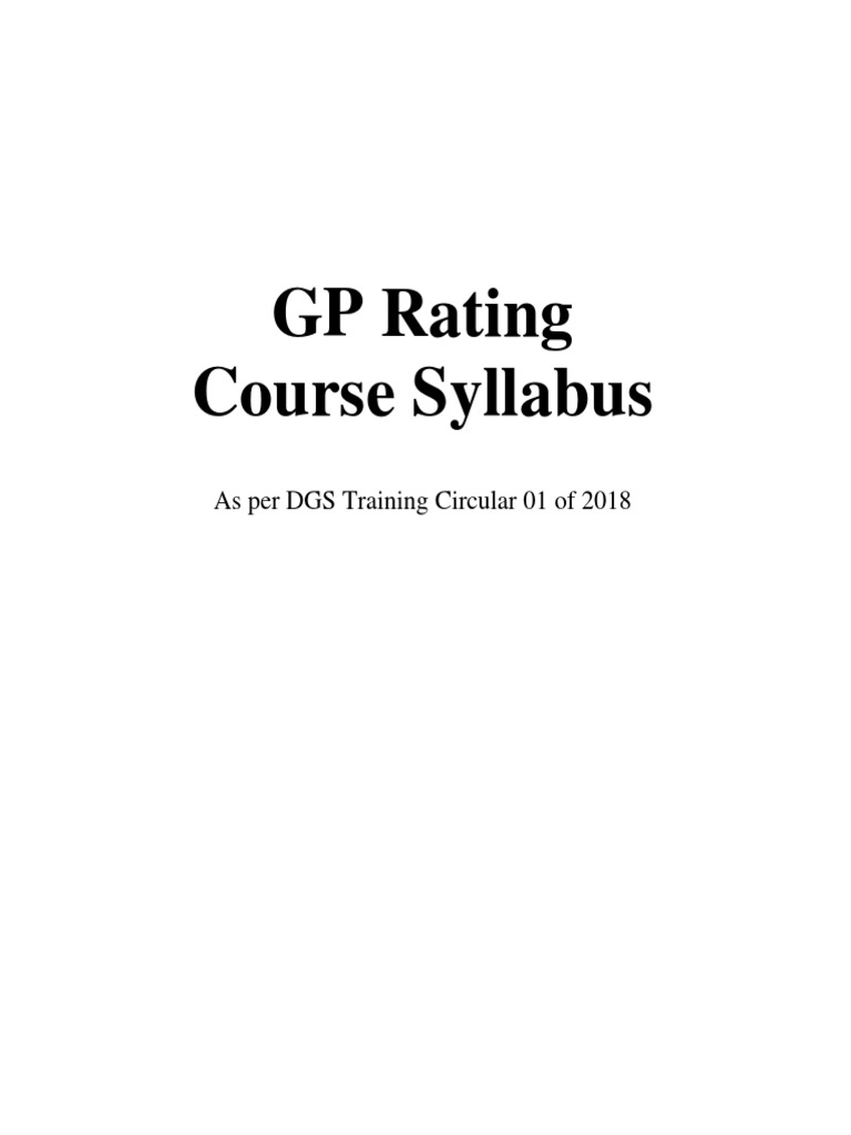 GP Rating Course Syllabus Overview | PDF