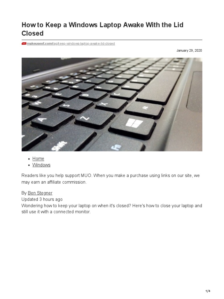 How To Keep A Windows Laptop Awake With The Lid Closed Download Free
