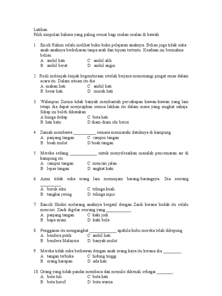 Latihan Simpulan Bahasa  PDF