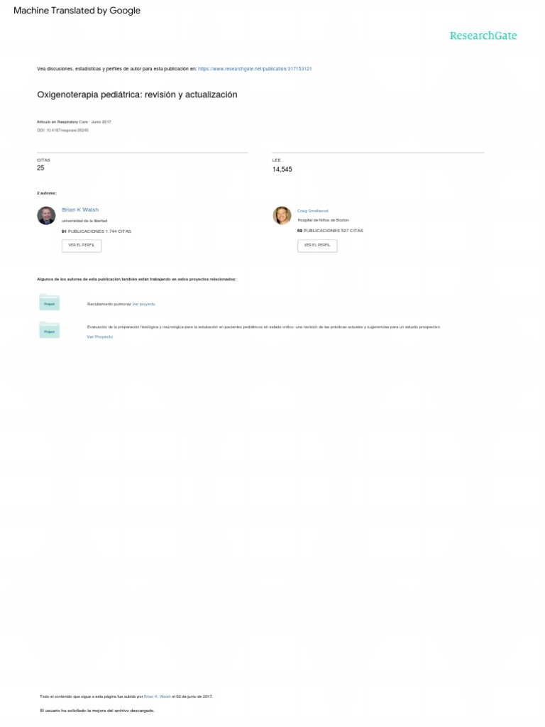 Pediatric Oxygen Therapy Review And Update Respiratory Care 2017