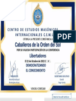 Caballeros de La Orden Del Sol Libertadores: Centro de Estudios Masónicos Internacionales C.E.M.I