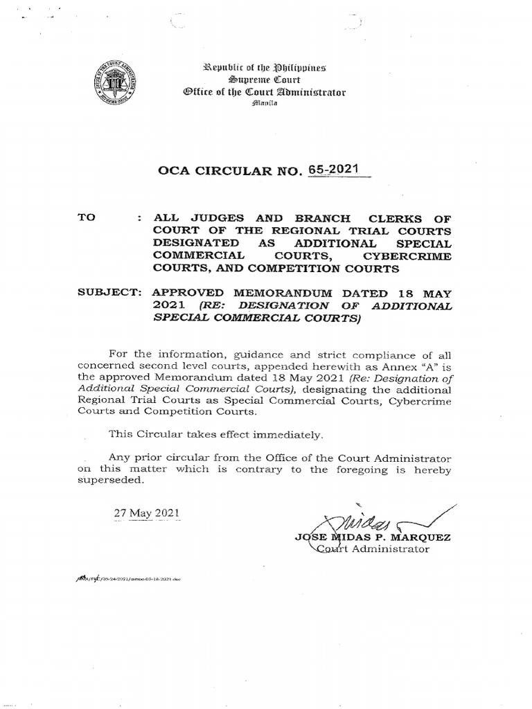 Circular 65 Of 2007