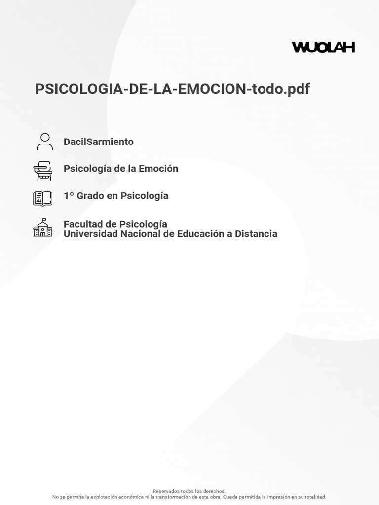 Wuolah Free Psicologia de La Emocion Todo | PDF | Las emociones ...