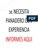 Se Necesita Panadero Con Experiencia