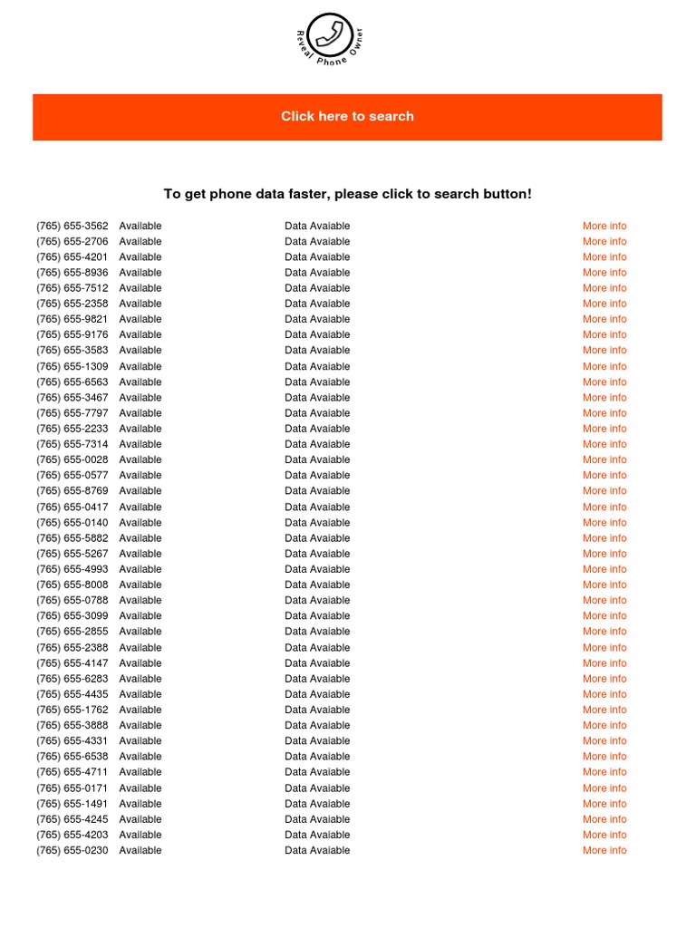 Available Phone Data Listings | PDF
