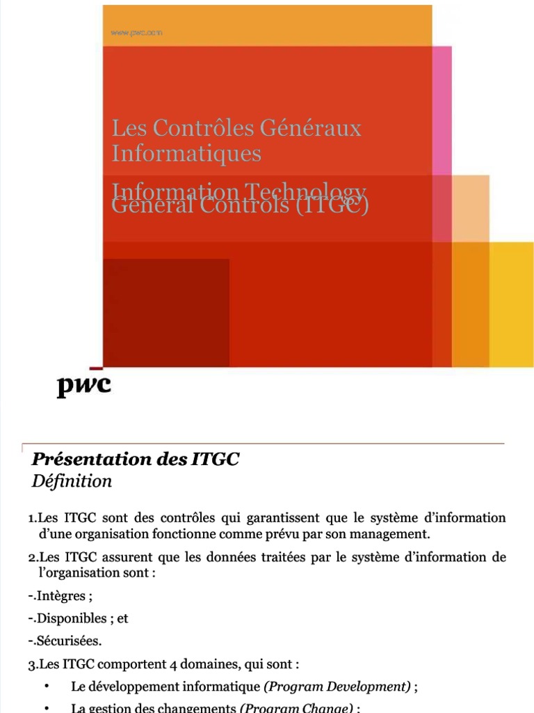 Présentation des Contrôles ITGC PwC | PDF | Informatique | Informatique