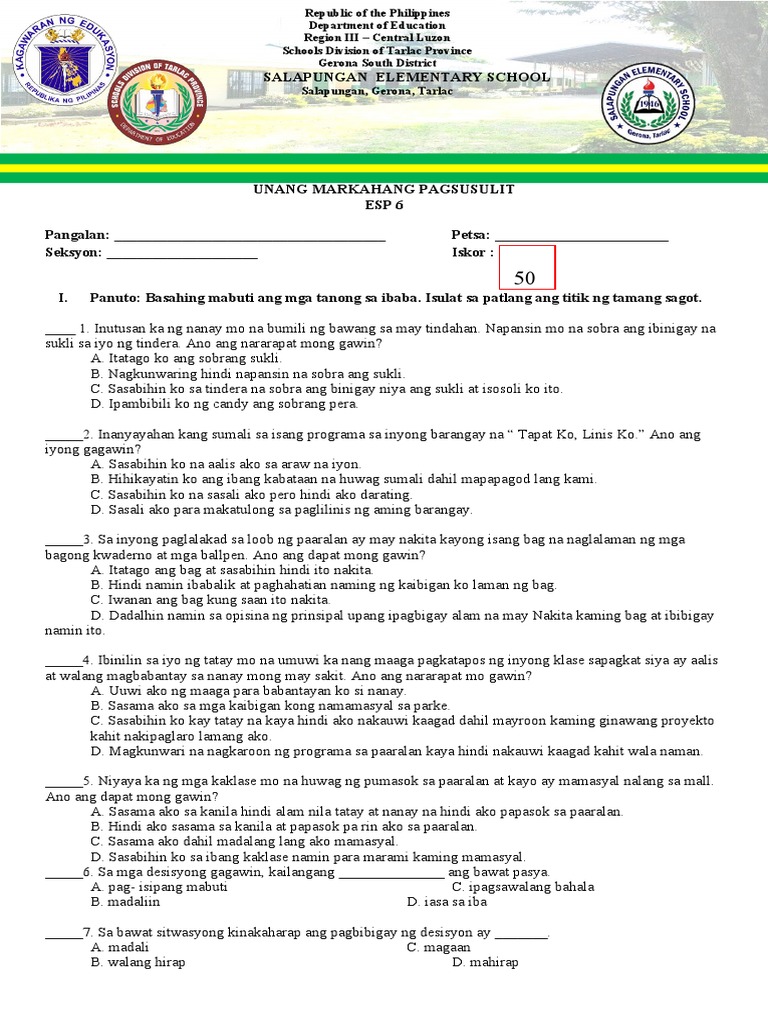 PT - Esp 6 - Q1 | PDF
