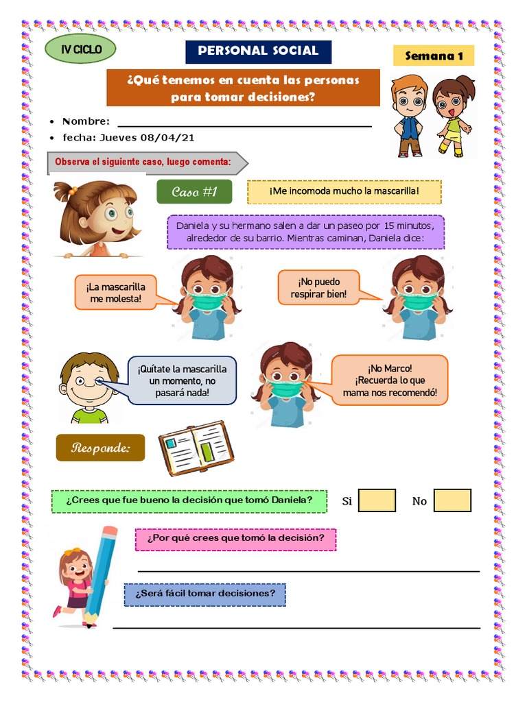 Ficha 4to Grado Personal | PDF | Toma de decisiones