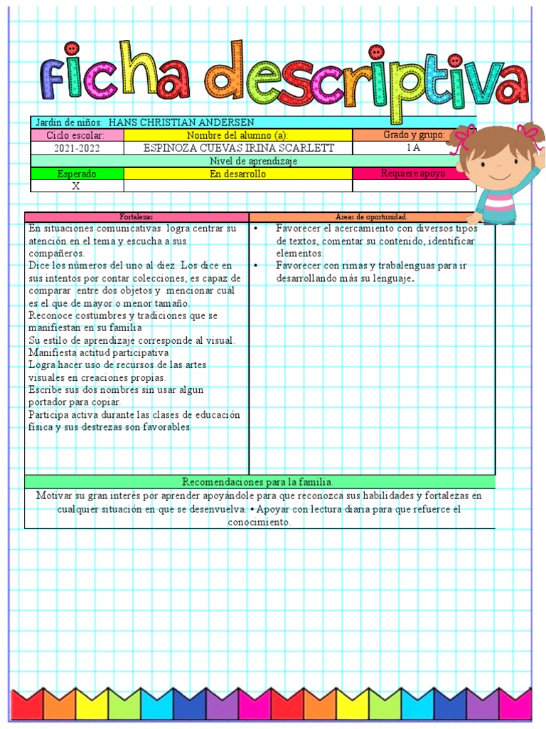 Ficha Descriptiva Avanzado | PDF | Educación de la primera infancia
