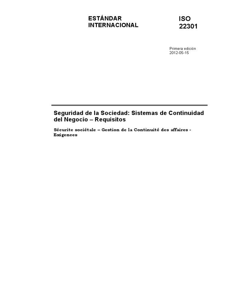 ISO 22301: Gestión de Continuidad del Negocio | PDF | Planificación ...