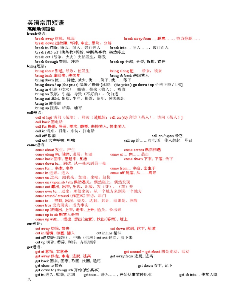 英语常用动词短语 | PDF