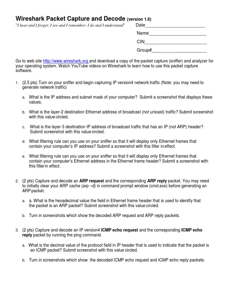 Wireshark Packet Capture Guide | PDF | Transmission Control Protocol ...