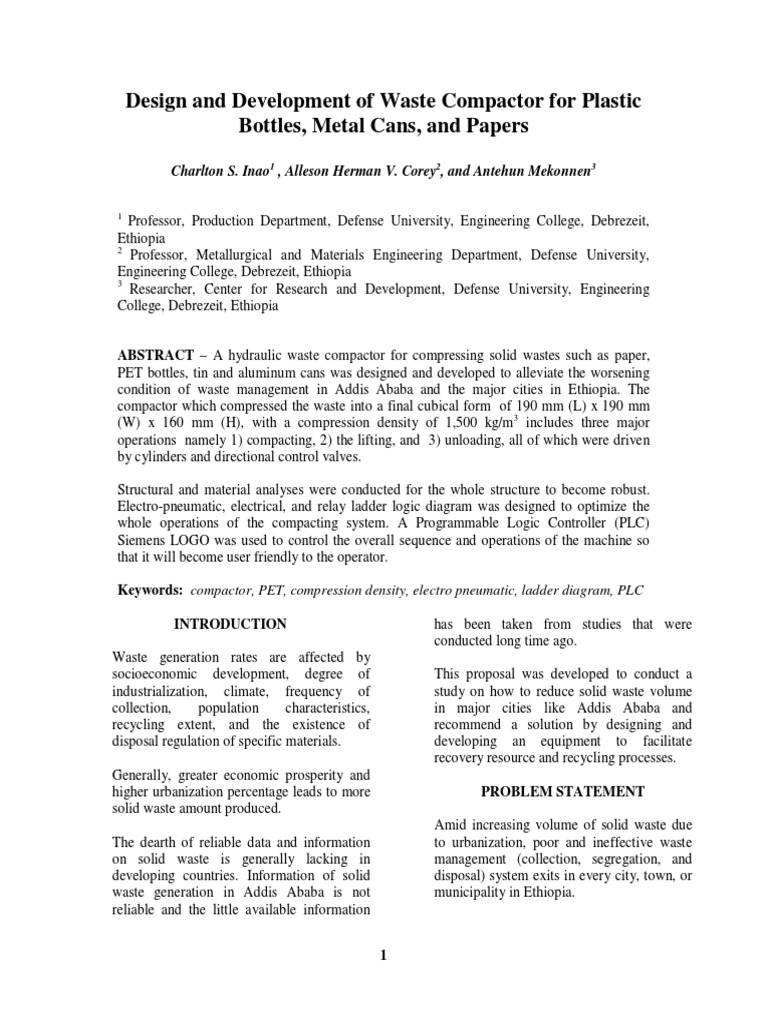 Design and Development of Waste Compacto | PDF | Waste Management | Waste