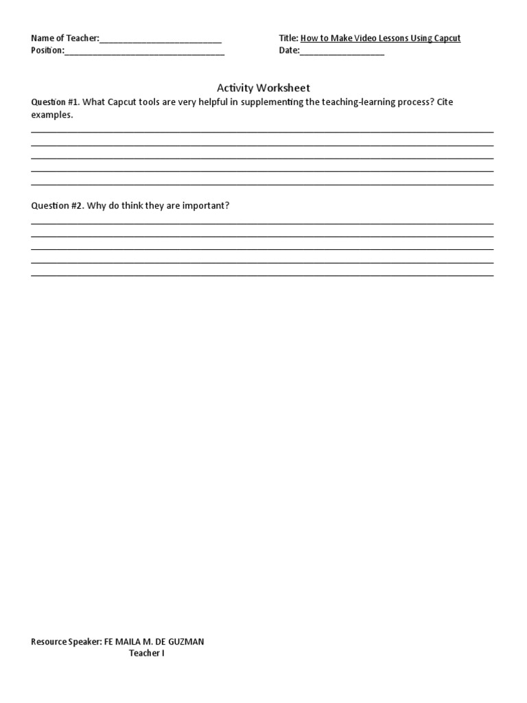 Capcut Video Lessons Worksheet | PDF