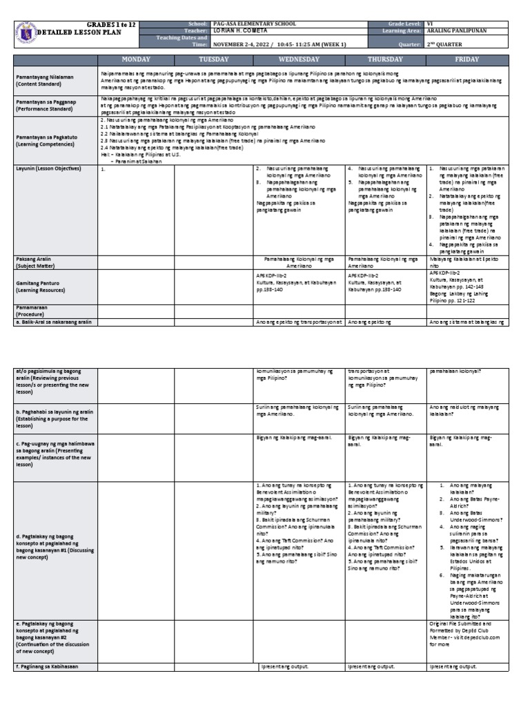 DLP Araling Panlipunan 6 q2 w2 | PDF