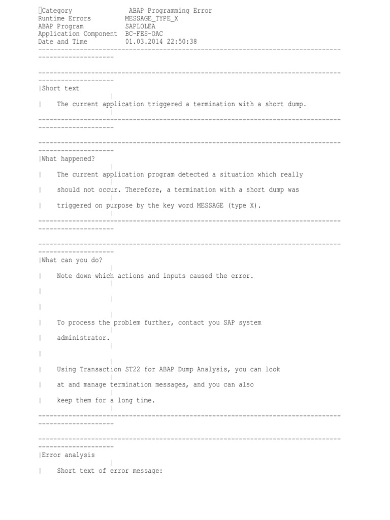 Abap error pdf databases linux