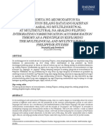 Ang Teorya NG Akomodasyon Sa Komunikasyon Bilang Batayang Kaisipan Sa Pag-Aaral NG Multilingguwal at Multikultural Na Araling Filipino