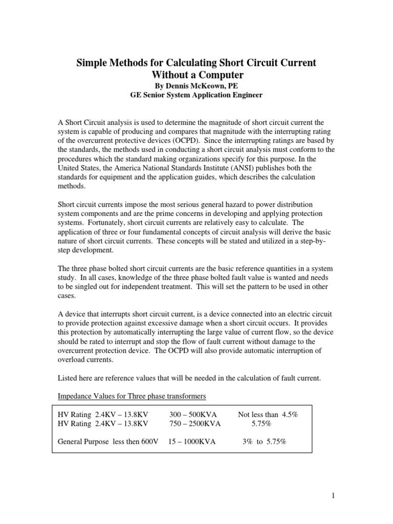 Calculating Short Circuit Current: A Step-by-Step Guide to Simple ...