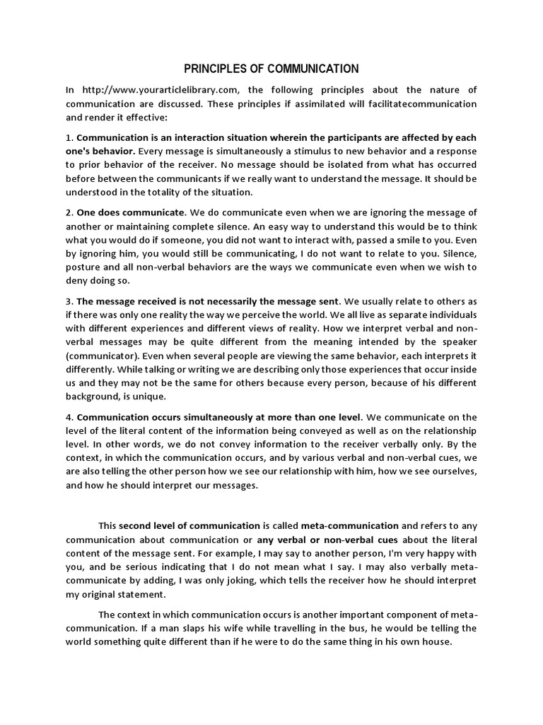 Principles Of Communication PDF Communication Nonverbal Communication