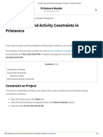 Create Project and Activity Constraints in Primavera