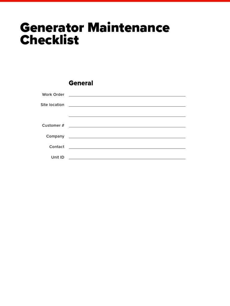 Generator Maintenance Checklist PDF Voltage Turbocharger