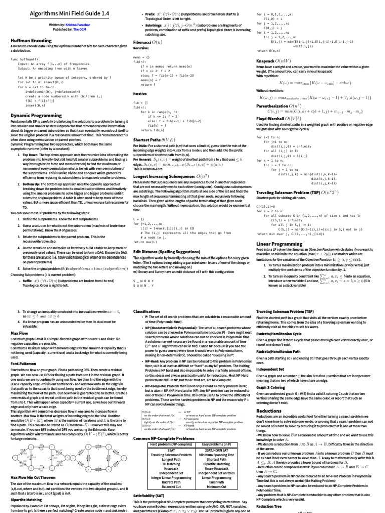 Cheat Sheet 2 | PDF | Time Complexity | Linear Programming