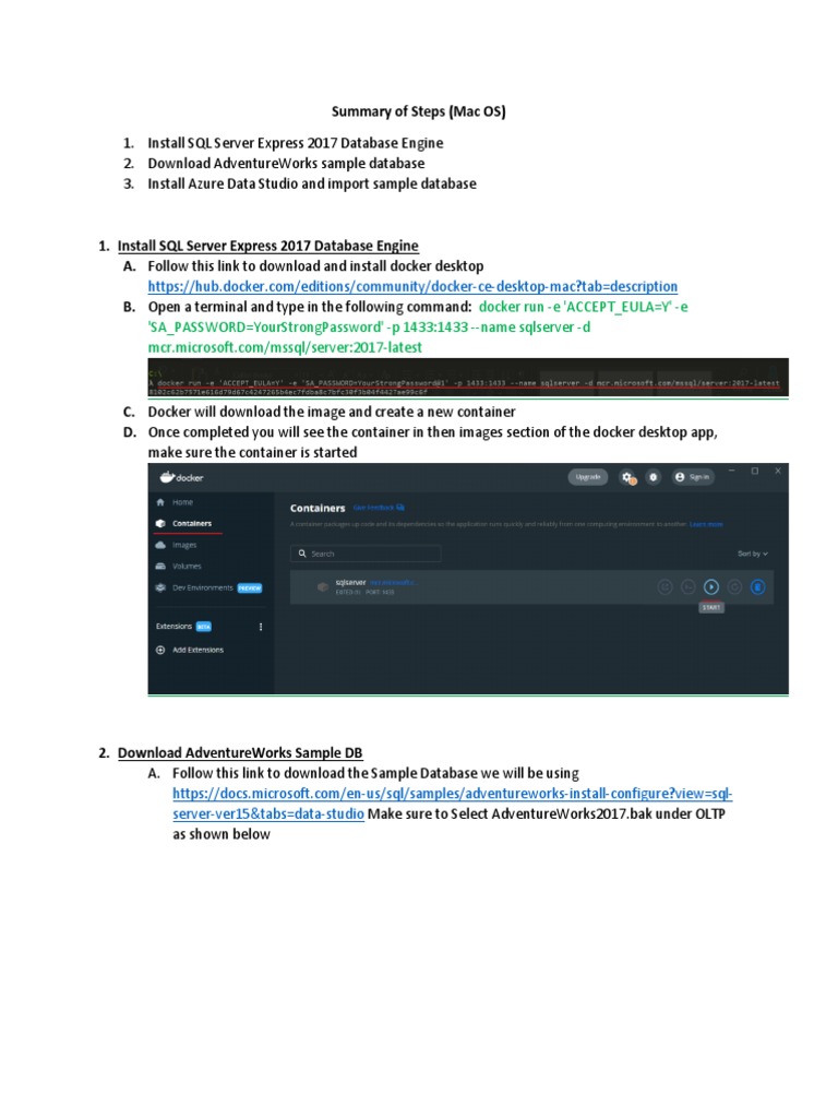Summary of Steps To Setup SQL Server Lab Environment - Mac - v1 | PDF ...