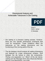 Dimensional Analysis and Acheivable Tolerance in Die Casting