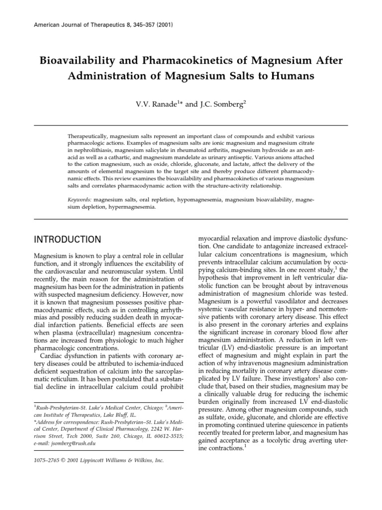 Bioavailability and of Magnesium After PDF
