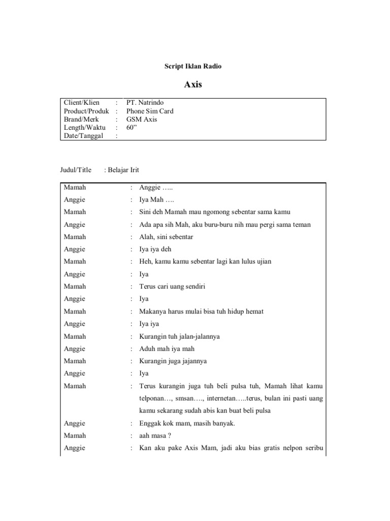 Script Iklan Radio