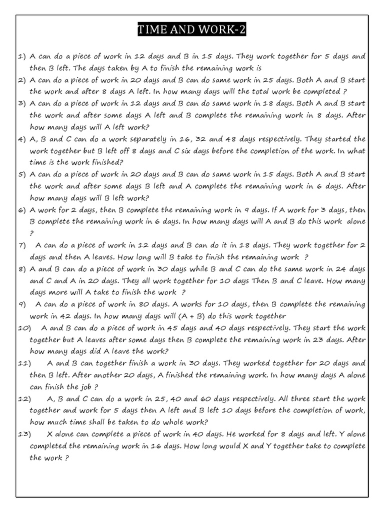 Time and Work-2 | PDF | Art