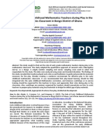 The Role of Early Childhood Mathematics Teachers During Play in The Mathematics Classroom in Bongo District of Ghana