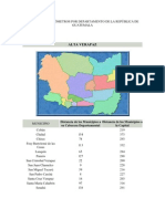 Distancia en Kilometros Por Dpto. de La República de Guatemala
