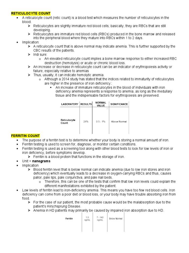 Reticulocyte Count | PDF | Anemia | Blood Cell