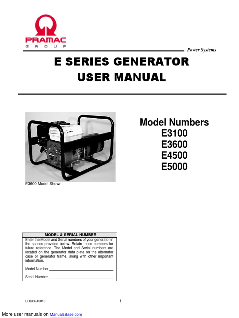 Pramac Generator E5000 | PDF | Ac Plugs Sockets | Electrician