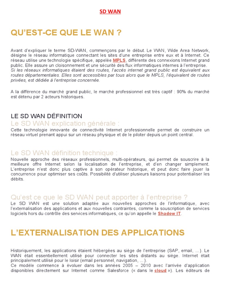 SD Wan | PDF | l'Internet | Informatique
