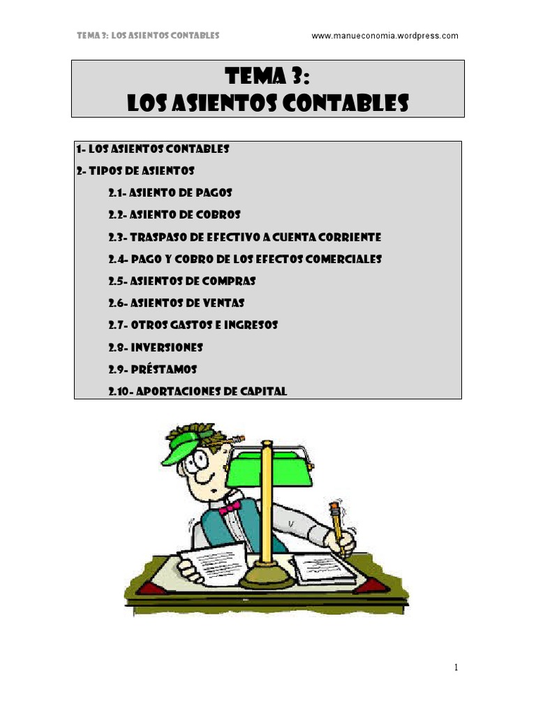 Tipos y Estructura de Asientos Contables | PDF | Contabilidad | Bancos