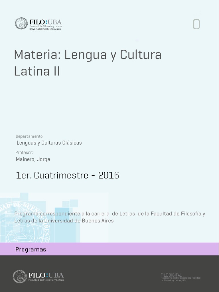 Programa Lengua y Cultura Latina II | Descargar gratis PDF | Prueba ...