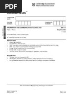 Cambridge IGCSE: 0417/11 Information and Communication Technology