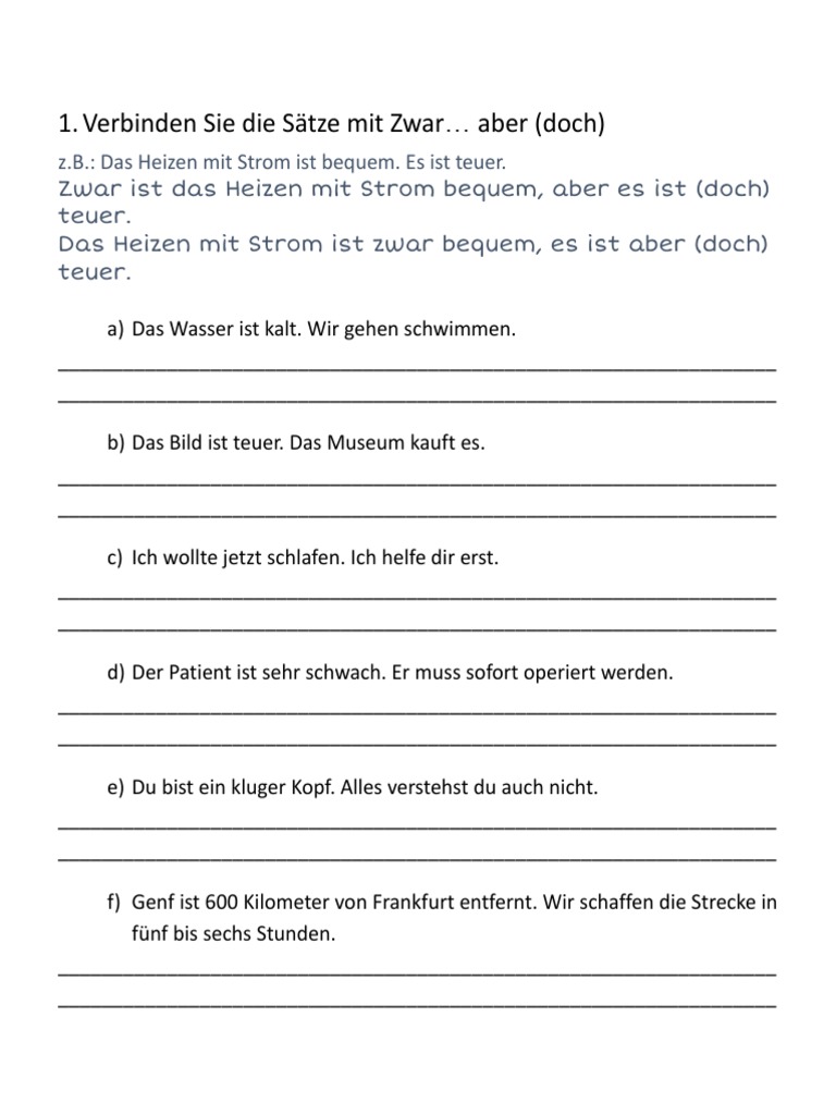 Zwar... Aber Übungen PDF