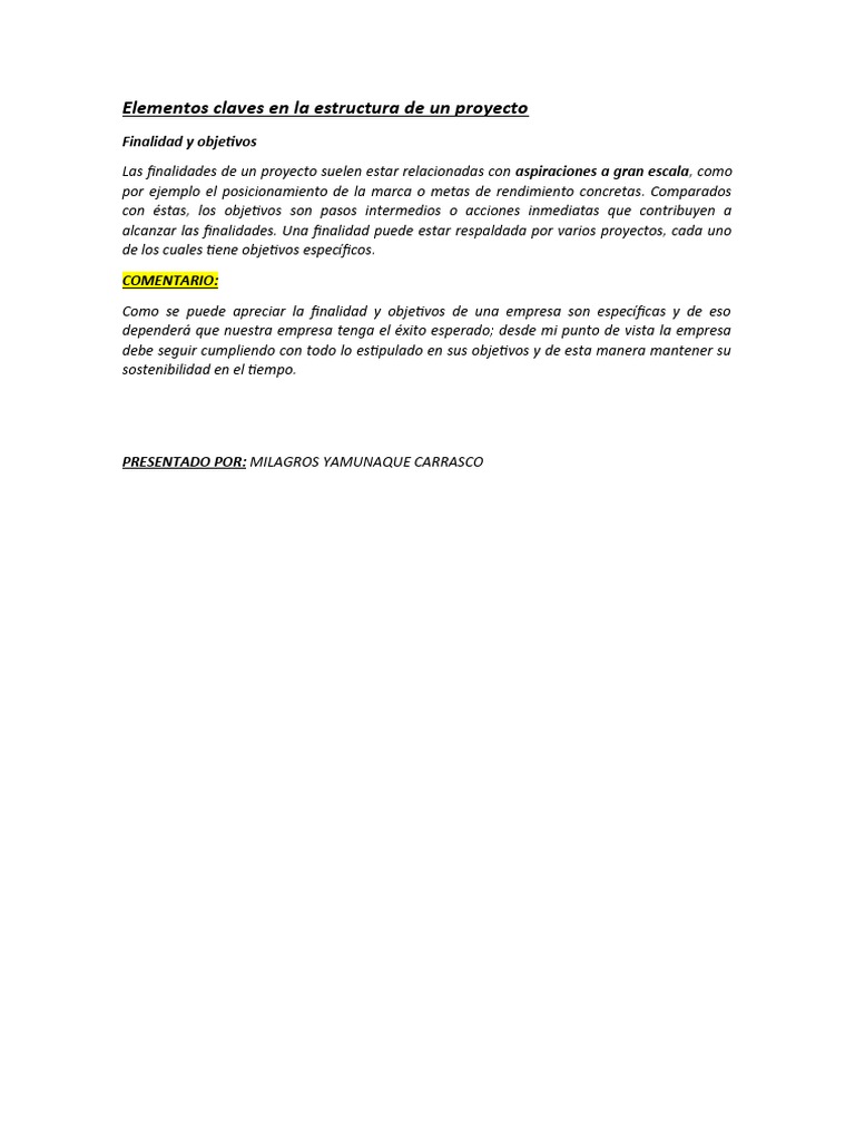 Elementos Claves en La Estructura de Un Proyecto SESION 15 MYC | PDF