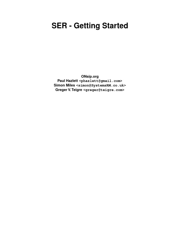 SER Gettingstarted | PDF